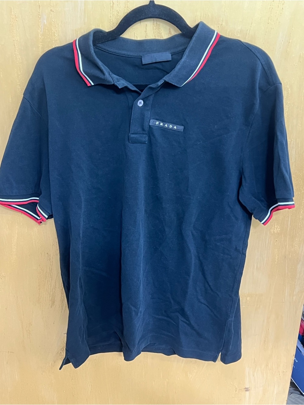 Prada Navy Polo with Red & White Trim